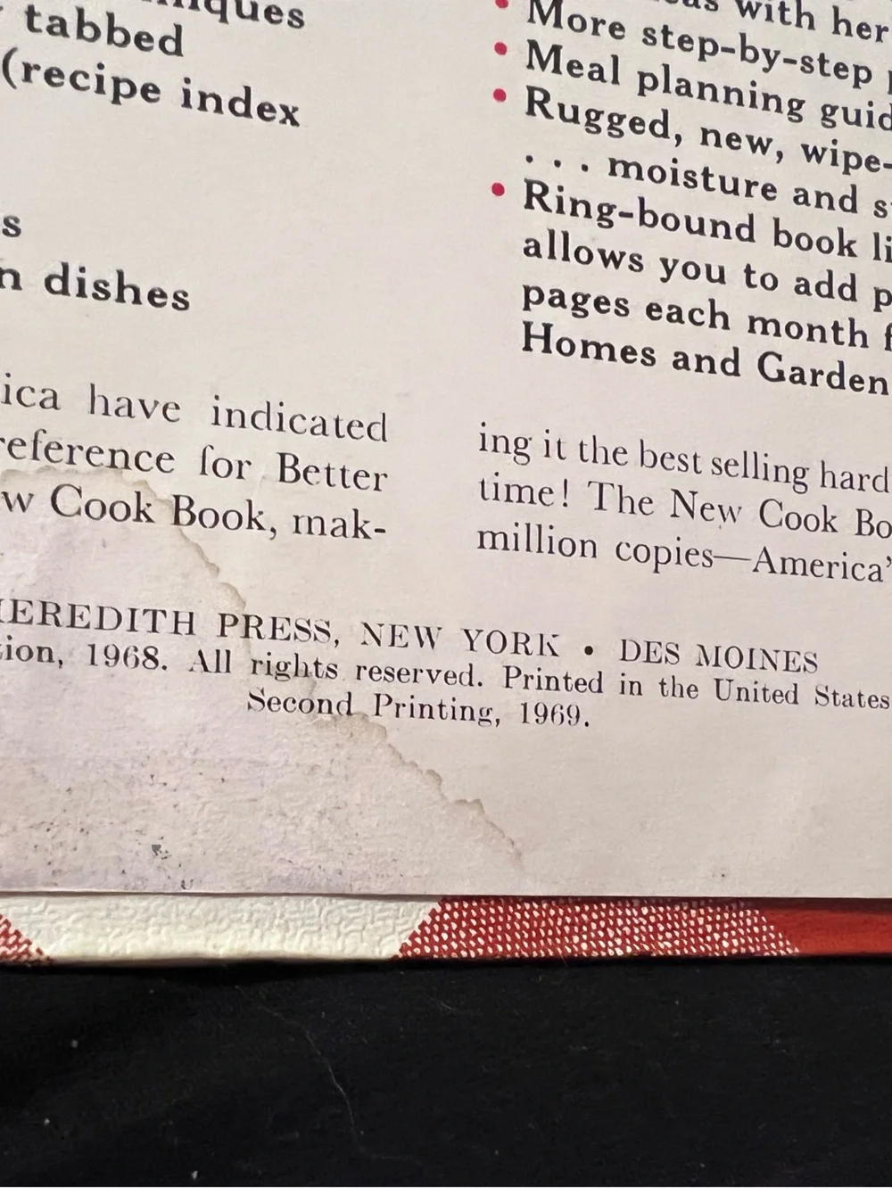 Better Homes and Gardens New Cookbook 1968 5 Ring Binder Nice & Sturdy With Tabs